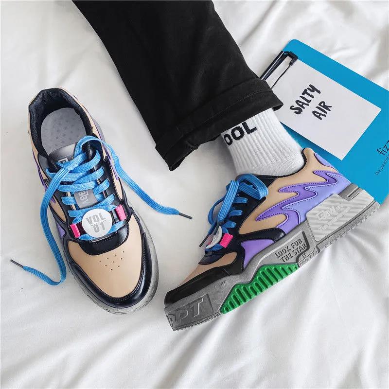 Canvas Shoes Men's Low-top Spring Harajuku Style Men's Shoes Ins Board Shoes Thick Bottom Color Matching Tide Shoes Summer