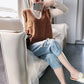Spring and Autumn Sleeveless Waistcoat V-neck Knitted Vest Sweater Fashion Solid Color Women's Vest