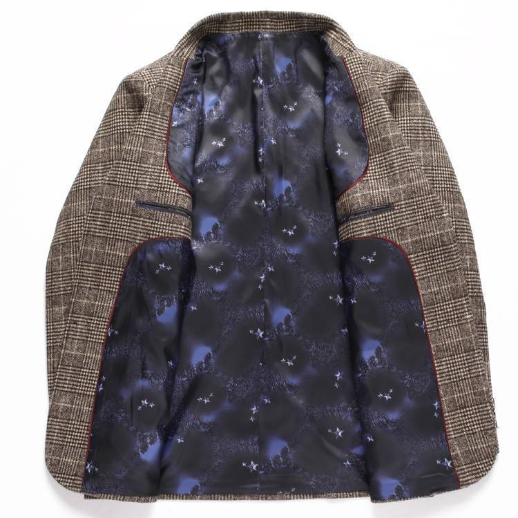 Suit Men Spring and Autumn Woolen Jacket Middle-aged and Elderly Men's Casual Handsome Jacket