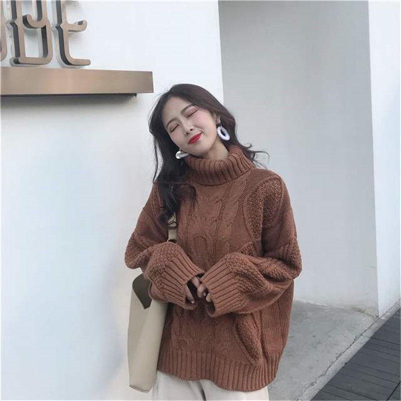 Loose Twist Pullover Sweater Women Lazy Knit Sweater Long Sleeve Sweater