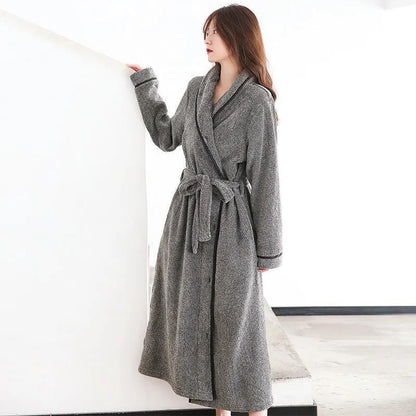 Autumn and Winter Coral Fleece Nightgown Women's Plus Size Pajamas 200 Catties Fat MM Home Service Long Section Over The Knee Flannel Bathrobe