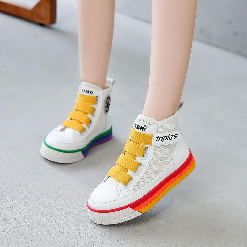 Children High Sneakers Summer Female Shoes White Sneakers Mesh Breathable Feminino