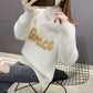 Chenille Lace Pullover Sweater Ladies Large Size Loose Half Turtleneck Sweater Solid Color Bottoming Knit Sweater