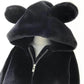 Winter Cute Bear Ears Plush Plush Warmth Loose Mink Hair Mid-length Fur Coat Women