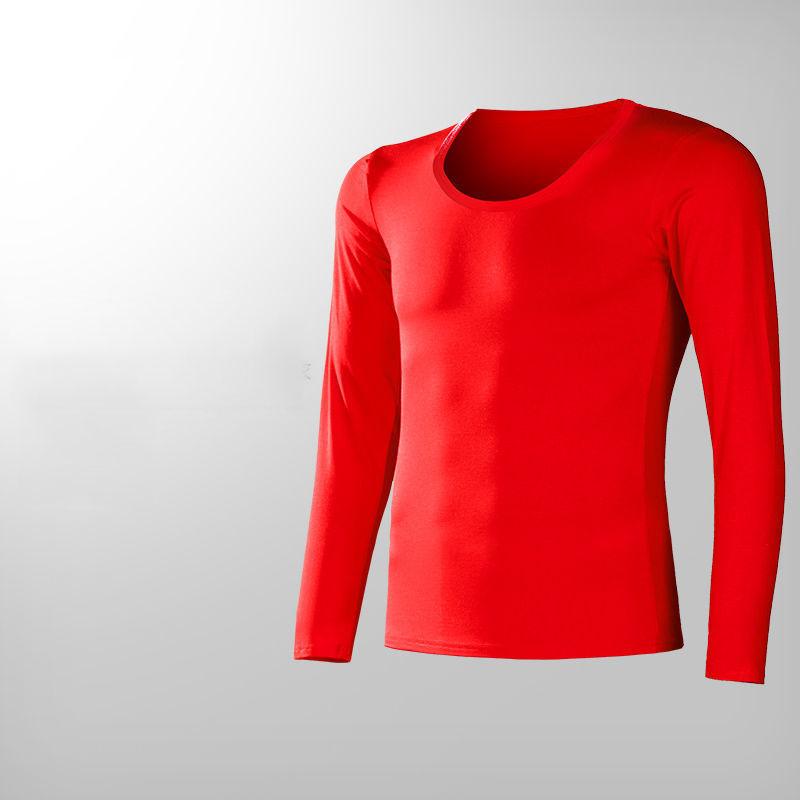 Men's Modal Tight-fitting Base Stretch Shirt Slim Top Solid Color Youth Warmth Plus Fleece Winter