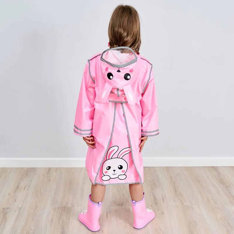 Kid Rain Coat Kawaii Cartoon Printed Raincoat Reflective Stripe Hooded Waterproof Clothes Boy Girl Windbreaker Windproof Rainweaer
