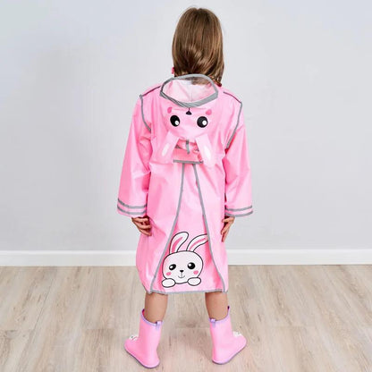Kid Rain Coat Kawaii Cartoon Printed Raincoat Reflective Stripe Hooded Waterproof Clothes Boy Girl Windbreaker Windproof Rainweaer