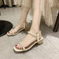 Sandals Women's Summer Korean Fashion Thick Heels High-heeled Pearl Sandals