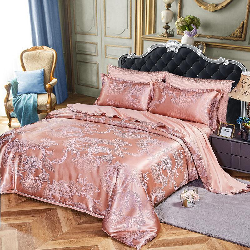 Bed Four-piece European Satin Jacquard Four-piece Set 1.5 Meters 1.8 Meters 2.0 M High Noble Temperament Double Bed Set