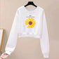 High Waist Short Pullover Sweatshirt Women's Long Sleeve Loose T-shirt