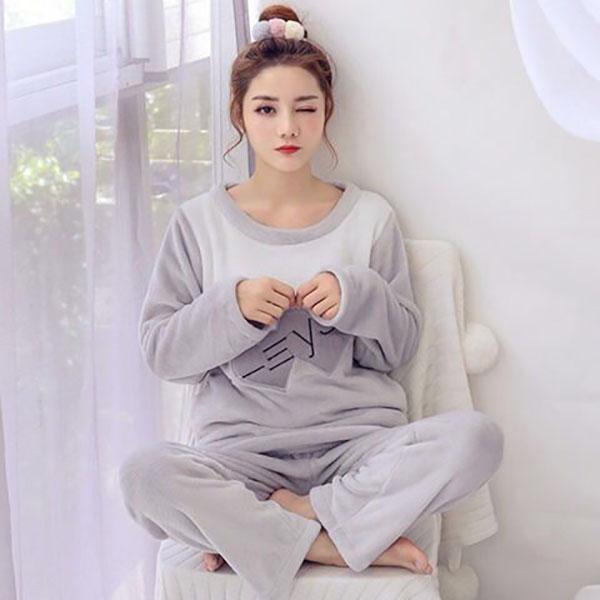 Female Winter Coral Fleece Cute Pajamas Korean Student Long-sleeved Thickened Flannel Plus Size Home Service Suit