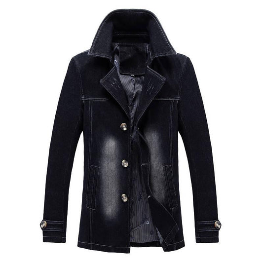 Denim Jacket Mens Autumn Trench Coat Casual Bomber Jackets Men Jean Jacket Mens Outwear Male Cowboy