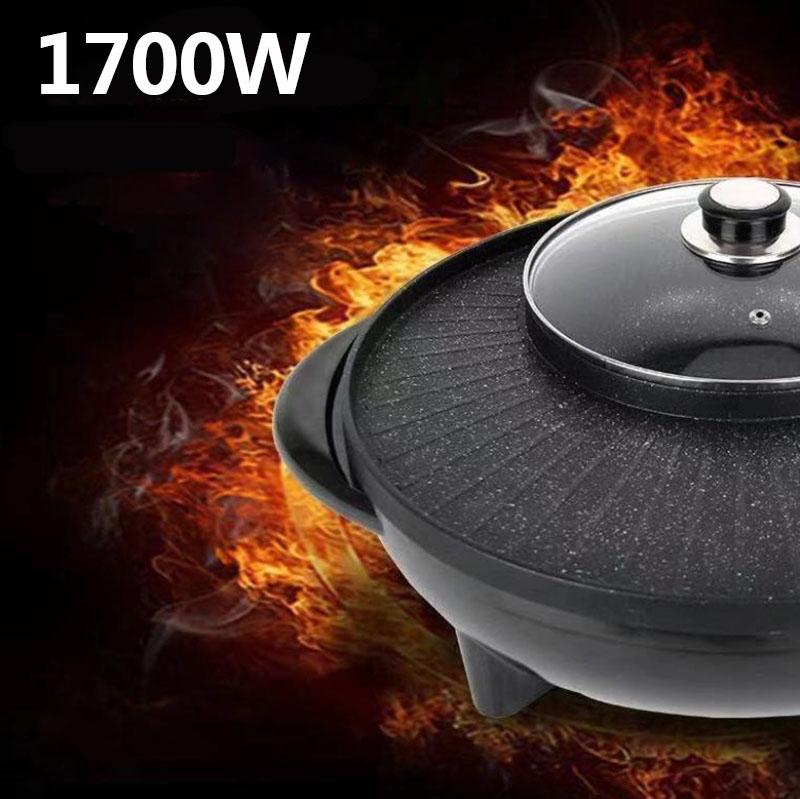 1700W Heat Pot Barbecue Machine Fried Steak Pan Multi-purpose Small Heat Pot Nonstick Pot for Family