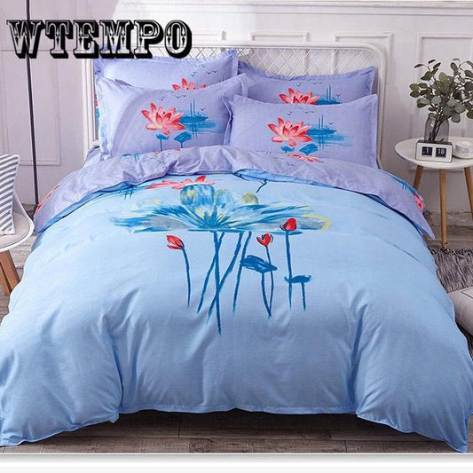 Brand Duvet Cover Fashion 3D Bedding Sets 3pcs Lotus Couple Comforter Cover+pillowcase