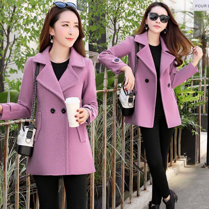 Autumn Winter Wool Jacket Women Double Breasted Coats Overcoat Coat Pockets Woolen Long Coat Top