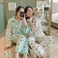 Flannel Cartoon Cute Pajamas Suit Women Winter Coral Fleece Homewear Autumn Thickening Sleepwear Set Geometry Winter Warm Nightwear Top and Pant Sets