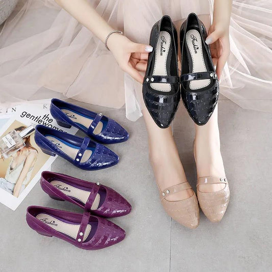 Shallow Mouth Women's Shoes Low-top Wedge Waterproof Non-slip Single Shoes Four Seasons Rubber Shoes