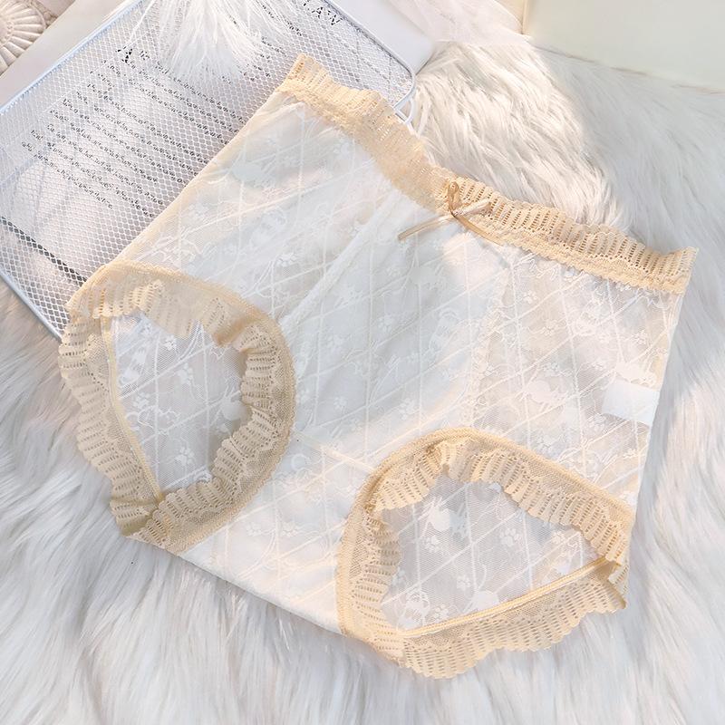 5Pcs/Set Women's Spring Summer High Waist Lace Underpants Ladies Large Size Cotton Crotch Solid Color Seamless Briefs