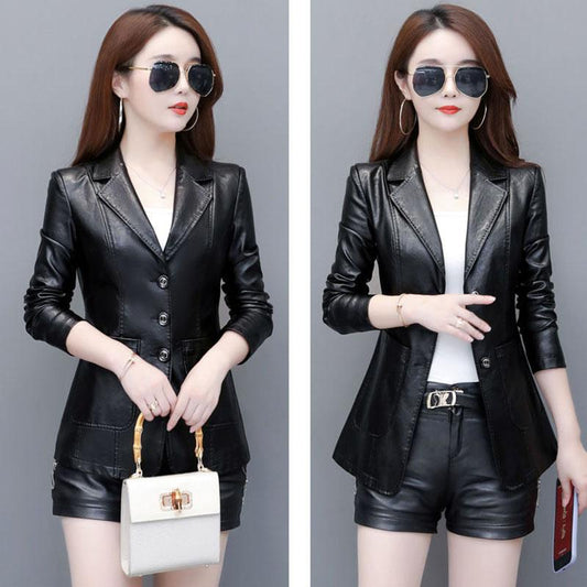 Plus  Size Sheepskin Leather Women Short Slim Leather Jacket Soft Breathable Genuine Leather Jacket Oversized Outwear