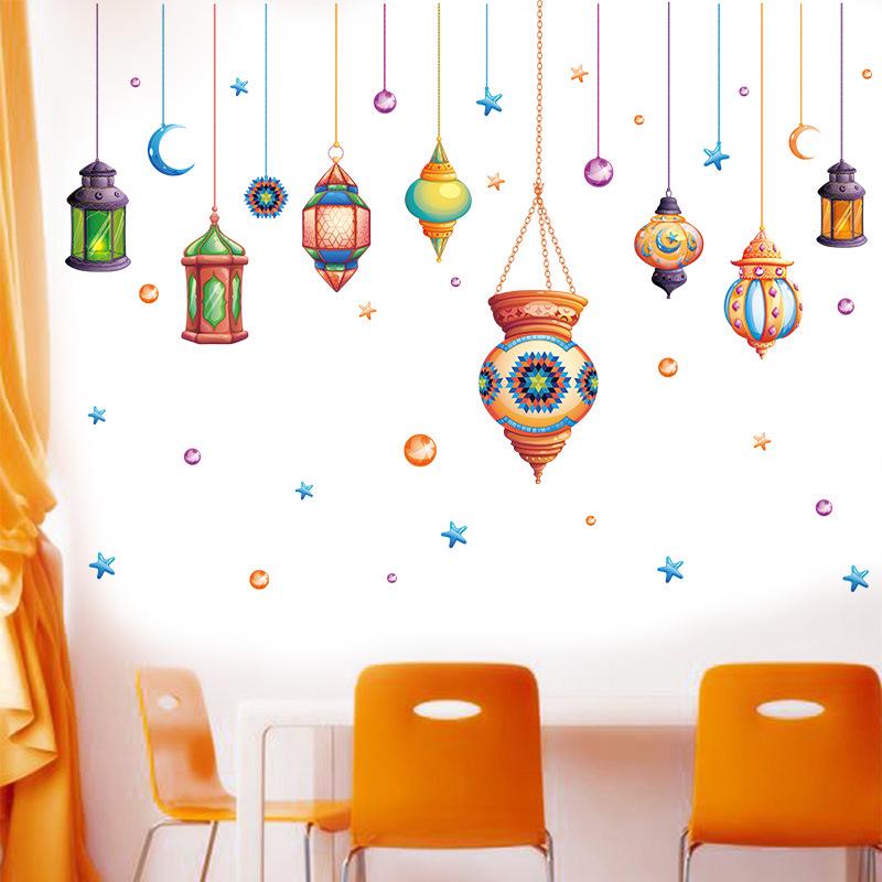 self-adhesive waterproof decoration removable wall stickers colorful chandelier cartoon wallpaper