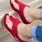 Solid Color Adult Flat-heeled Viscose Shoes Artificial PU Casual European American Breathable Low-heel Buckle Flip Flops