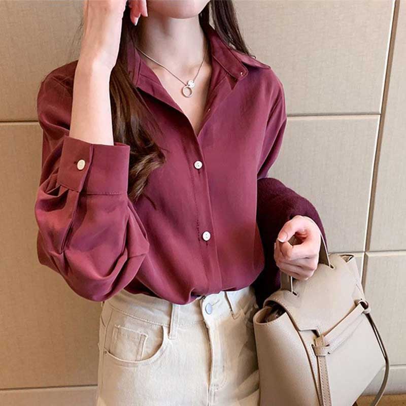 White Shirt Women's Loose Top All-match Bottoming Shirt Long-sleeved Shirt Women's Simple Casual Fashion