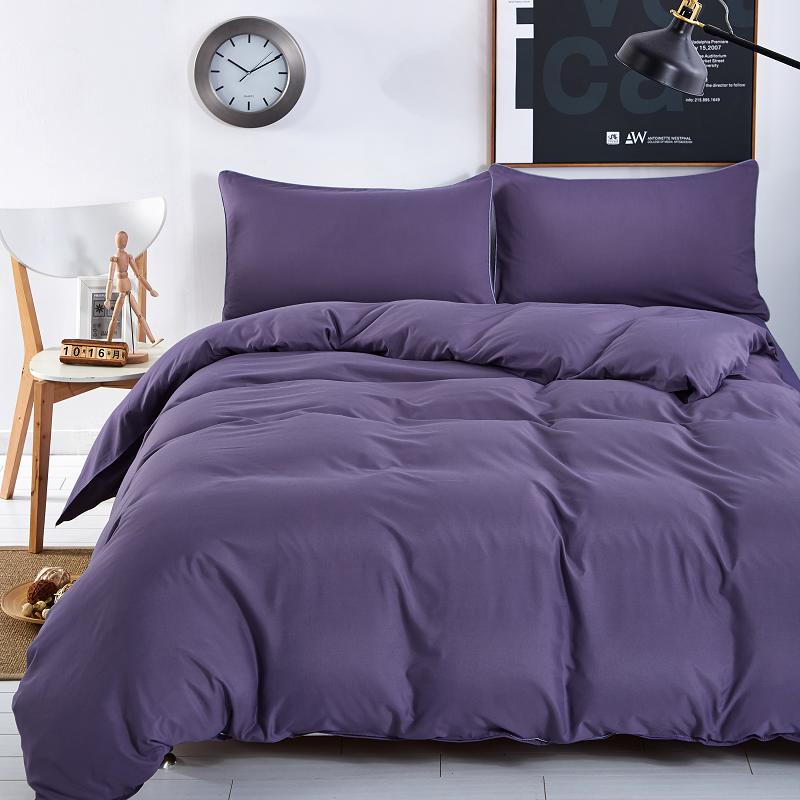 4pcs/set Solid Color Bedding Set Duvet Cover Bedding Sheet Pillowcase 4 Pieces Set