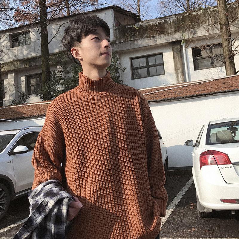 Winter Half Turtleneck Sweater Men's Trend Knit Sweater Couple Bottoming Shirt Student Jacket