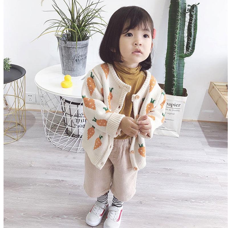 Autumn Girl Baby Sweater Korean Round Neck Long Sleeve Knit Cardigan Children Thicken Jacket
