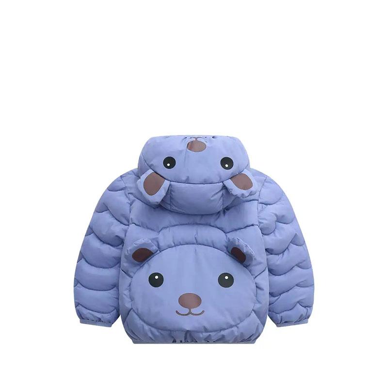 Children's Down Padded Jacket Boys and Girls Padded Jacket Autumn and Winter Hooded Down Jacket Bear Print Cotton Jacket