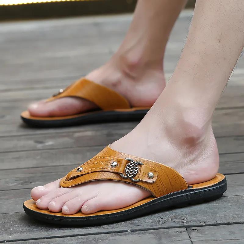 Summer Men's  Beach Sandals Flip-flops Non-slip Soft Bottom Outside Wear Slippers