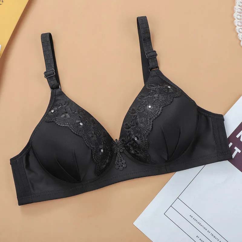 Thin Large Size No Steel Ring Bra Embroidered Underwear Push Up Adjustable Sexy Comfortable Bra