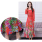 Big swing skirt long skirt spring and autumn plus size floral dress chiffon long sleeve dress