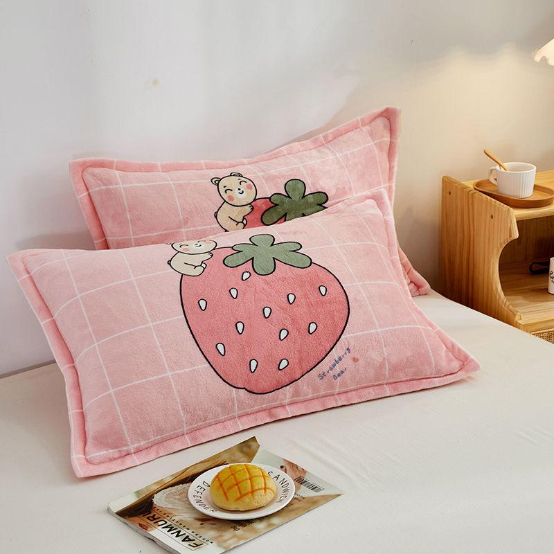48X74cm Coral Velvet Pillowcase Plus Velvet Cute Pillowcase Flannel Cartoon Thick Bedding