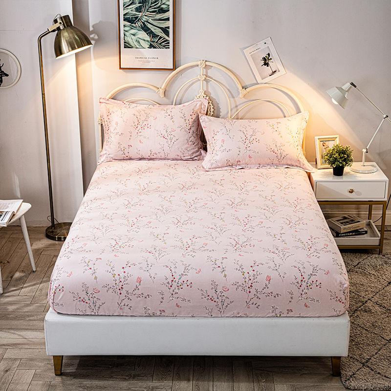100% Cotton One-piece Bed Sheet Mattress Protector Cotton Thick Printed Bedspread