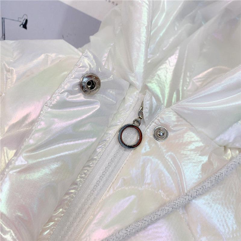 Girls Mid-length Bright Cotton-padded Jacket Winter Clothes Children's Hooded Cartoon Angel Plus Velvet Thick Warm Down Jacket