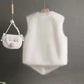 Faux Fur Waistcoat Women's Short Imitation Rex Rabbit Fur Waistcoat Slim and Thin Fur Vest Waistcoat Keeps Warm and Comfortable
