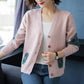 Autumn and Winter Knitted Sweater Cardigan Loose Large Size Top Simple Short Middle-aged Women Jacket