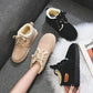 Winter Snow Boots Women All-match Non-slip Plus Velvet Warm Cotton Shoes Flat Bottom Lace-up Bread Shoes