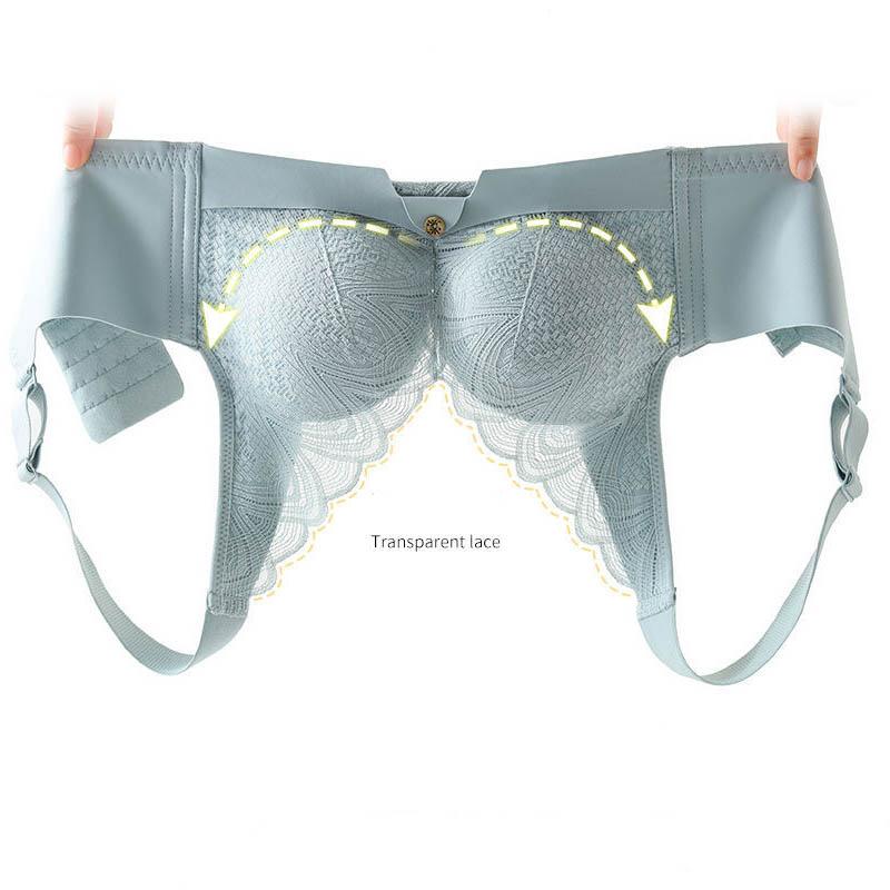 Upper Thin Lower Thick Cup No Steel Ring Gather Side Natural Support Adjustable Soft Skin-friendly Non-marking Pull Cotton Breathable Lace Sexy Bra