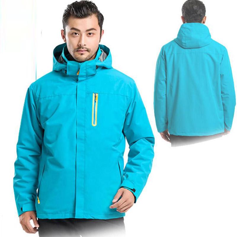 Men's Outdoor Sportswear Two Pieces of Solid Color Warm Mountaineering Suit Fleece Liner Detachable Hooded Soft Shell Riding Warm Jacket