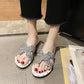 Slippers Women's Outer Wear Summer Beach Home Students All-match Fashion Rhinestone One-way Flat Sandals and Slippers