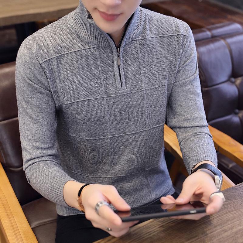 Mens Sweaters Autumn Winter Warm Cashmere Sweater Wool Zipper Pullover Pullovers Man Casual Knitwear