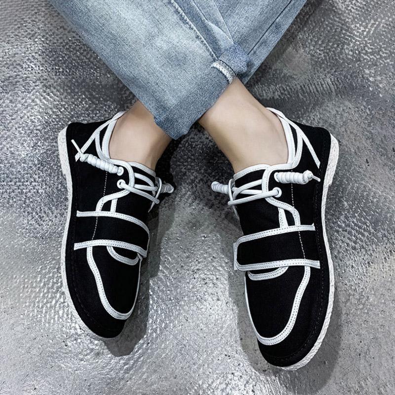 Men's Casual Canvas Shoes Trend Cloth Shoes Summer Breathable Driving Shoes Male Lazy All-match Cloth Shoes A Pedal
