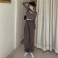 2PCS Ladies Pure Desire Suit Loose High Street Leisure Sports Two-piece Spring and Autumn Long Sleeve Sexy Loose Pants Suit
