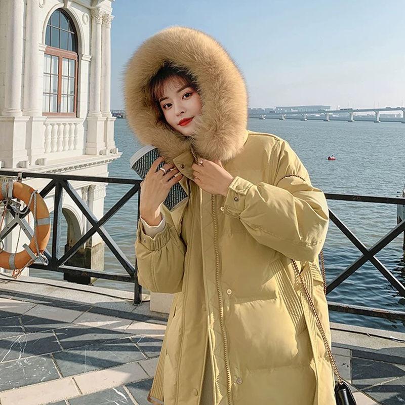 Down Jacket Women's Mid-length White Duck Down Student Korean Style Slim Coat Female Ins Winter