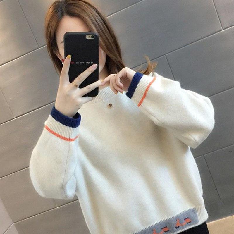 Autumn and Winter Loose Pullover Sweater Thick Short Knit Bottoming Shirt Fashion Casual Girl Sweater