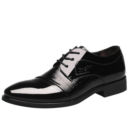 Pair of Shoes Men's Business Shoes Fashion Genuine Leather Lace Up Oxford Pointed Wear-resistant