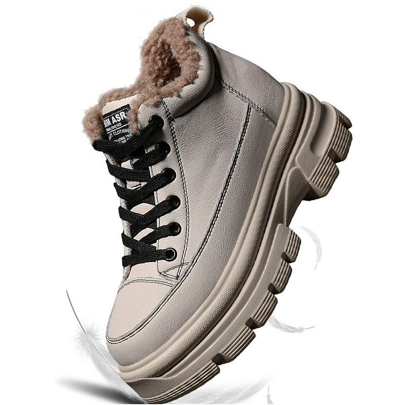 Plus Velvet High-top Shoes Women's Winter Wild Snow Boots Thick-soled Inner Increase Leisure Warm Cotton Shoes