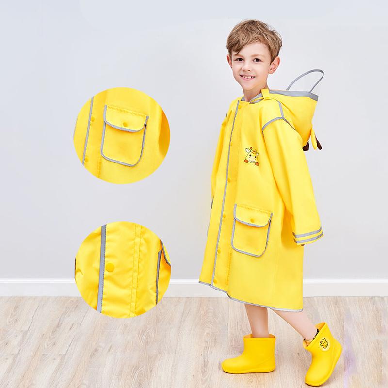 Kid Rain Coat Kawaii Cartoon Printed Raincoat Reflective Stripe Hooded Waterproof Clothes Boy Girl Windbreaker Windproof Rainweaer